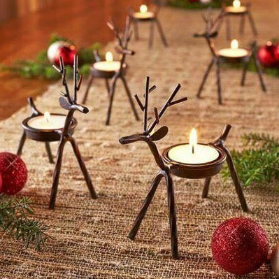 Set Of 6 Reindeer Tea Light Holders