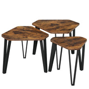 Rustic Brown Industrial Set of 3 Tables