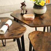 Rustic Brown Industrial Set of 3 Tables