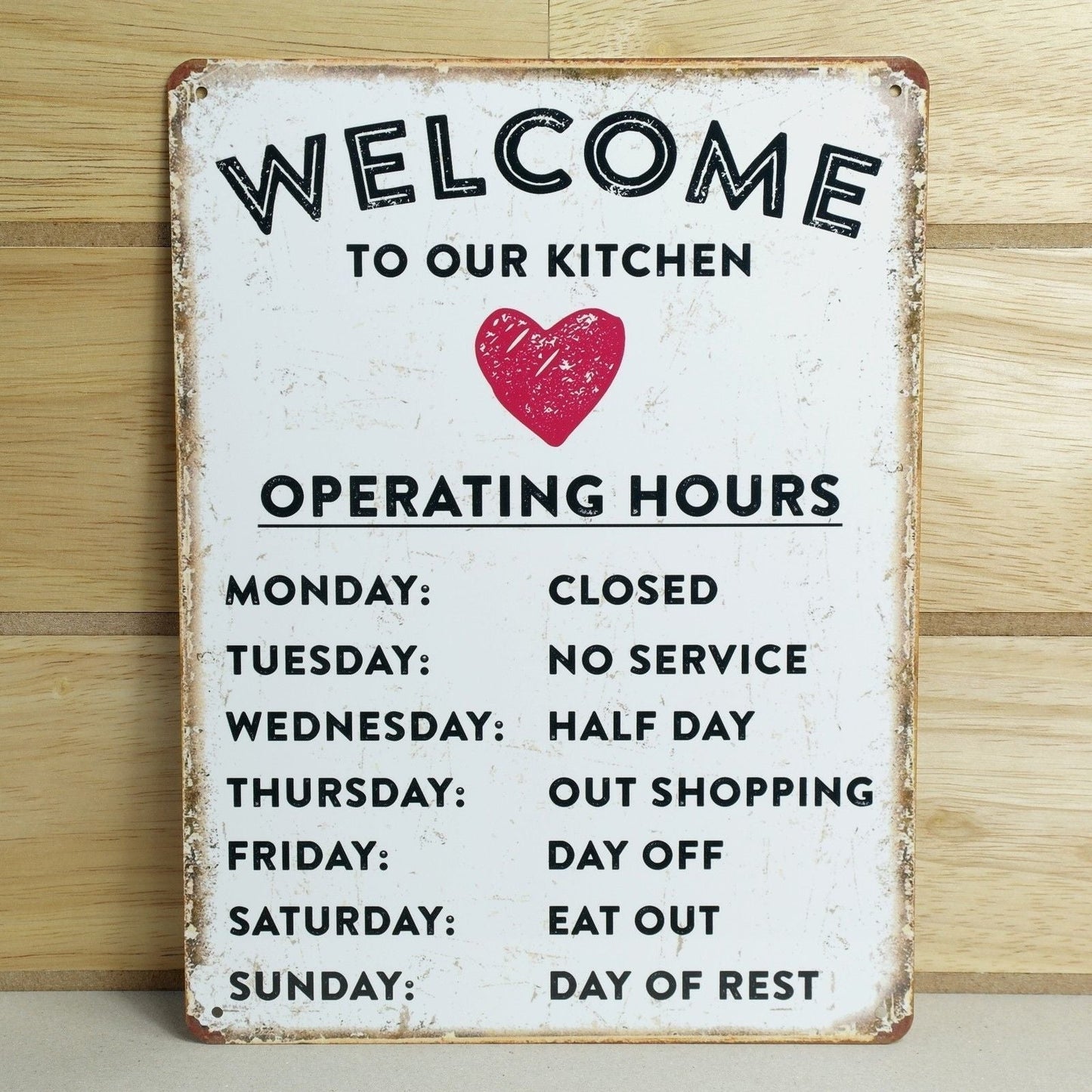 Kitchen Opening Hours Plaque