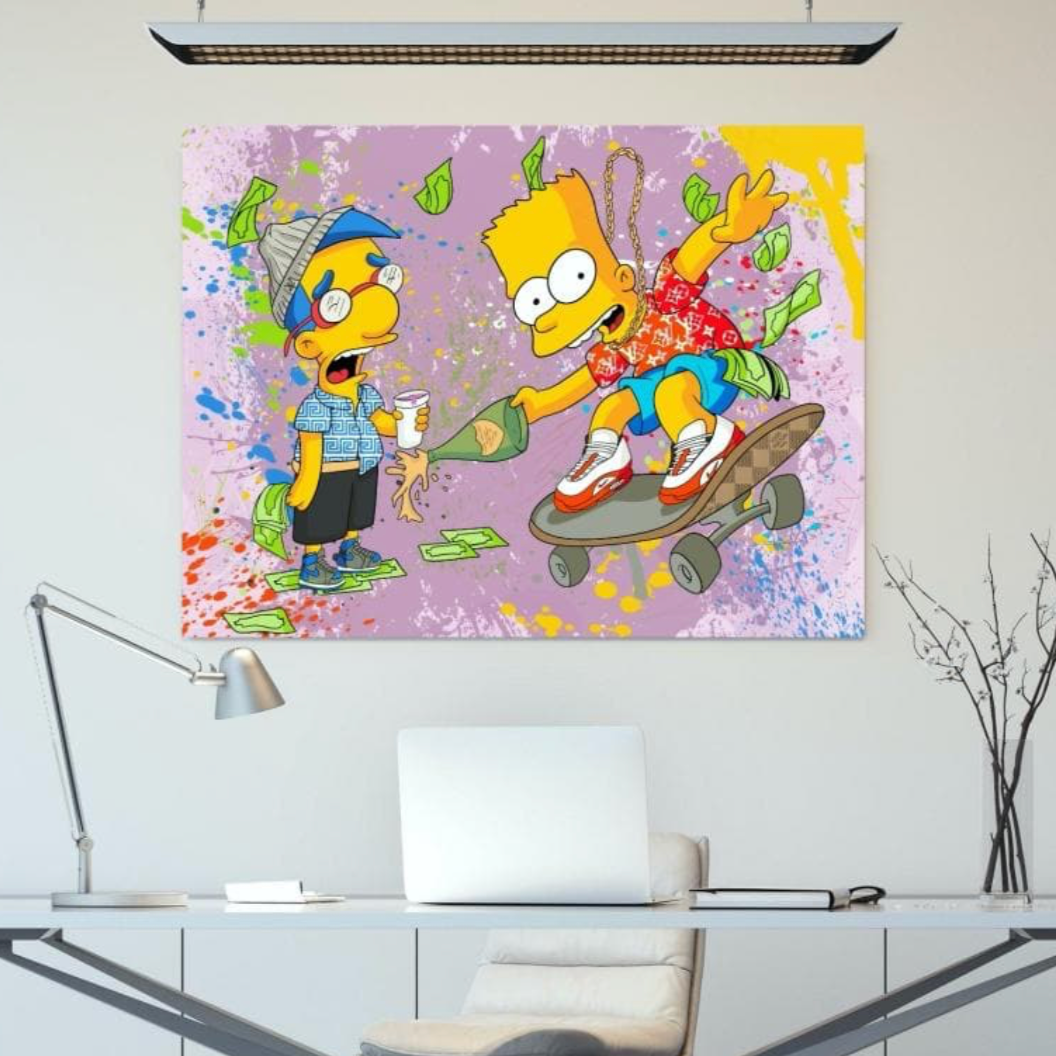 Bart and Milhouse Party Canvas