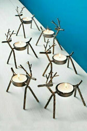 Set Of 6 Reindeer Tea Light Holders